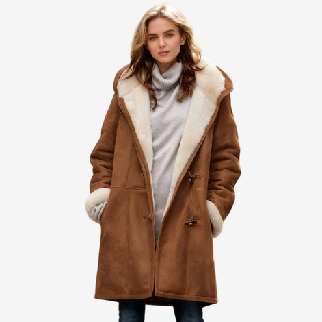 Damen Wintermantel mit Kapuze und lockerer Passform Norvelia