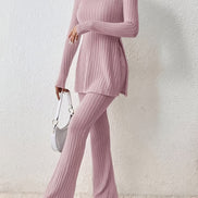 Elegantes Zweiteiler-Set – Rundhals-Oberteil und Hose