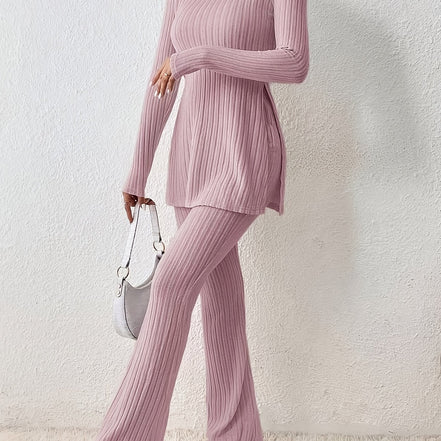 Elegantes Zweiteiler-Set – Rundhals-Oberteil und Hose