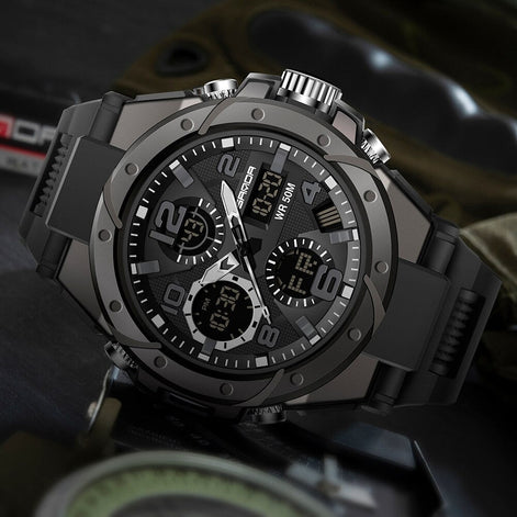 Herren Analog-Digital-Armbanduhr mit Stoppuhr und Alarm Veltrano