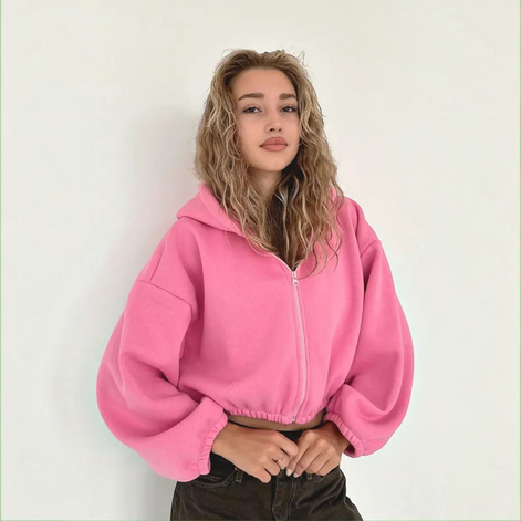 Damen Kapuzenjacke mit Reißverschluss und Langarm – Norivelle