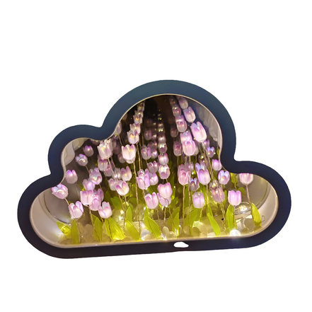 Florina LED-Tischlampe mit Spiegeleffekt und Tulpenmotiv