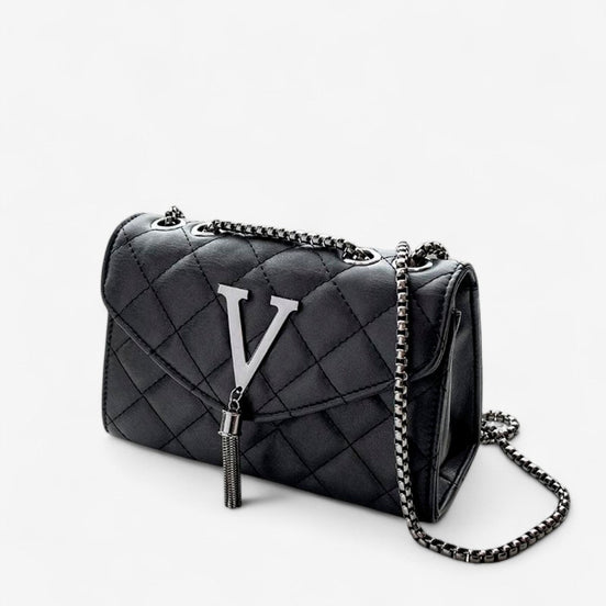 Quavira Schultertasche aus Leder mit gestepptem Design und großem Innenfach