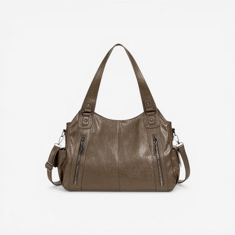 Schultertasche mit Doppelhenkeln und Reißverschluss