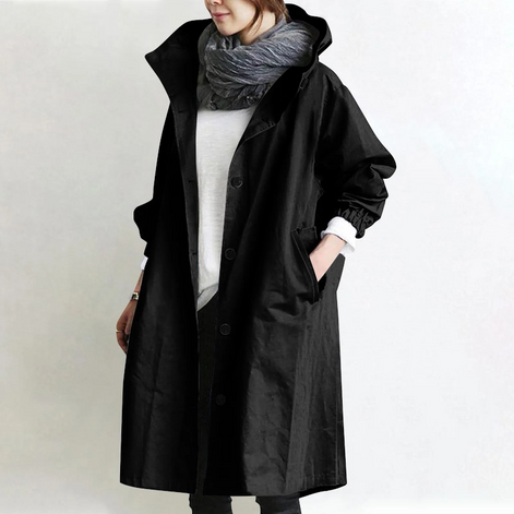 Damen Oversize Trenchcoat mit langen Ärmeln und Seitentaschen – Ardelisse