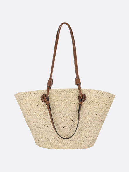 Damen Strohtasche mit Lederdetails und großem Fassungsvermögen – Solmira