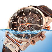 Corvello Herren Armbanduhr mit Lederarmband und Chronographenfunktion