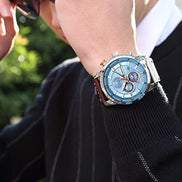 Corvello Herren Armbanduhr mit Lederarmband und Chronographenfunktion