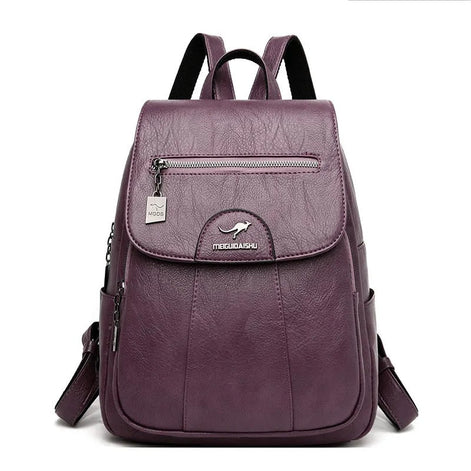 Velmora Damen Rucksack mit Überschlag und mehreren Fächern
