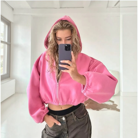 Damen Kapuzenjacke mit Reißverschluss und Langarm – Norivelle