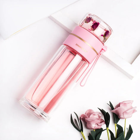 ThermoTea Glasflasche mit Edelstahl-Infuser