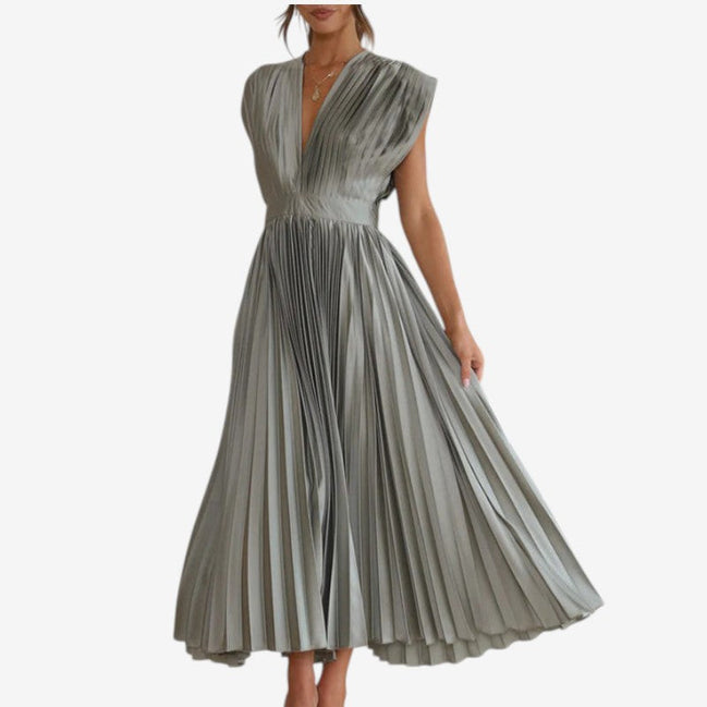 Elvara Kleid – Damen ärmelloses V-Ausschnitt Kleid aus Polyester