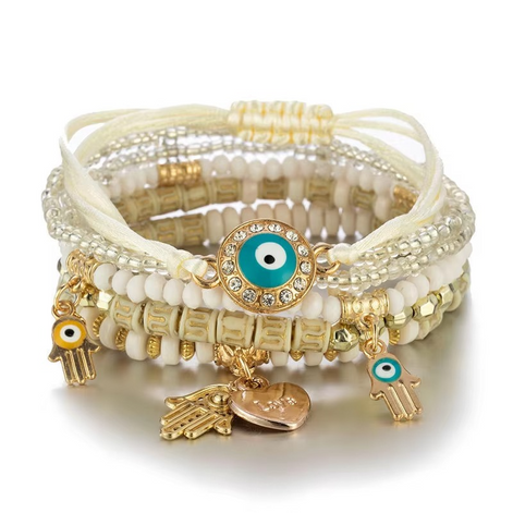 Lurevya Damen Armband Set mit Hamsa-Anhängern