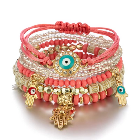 Lurevya Damen Armband Set mit Hamsa-Anhängern