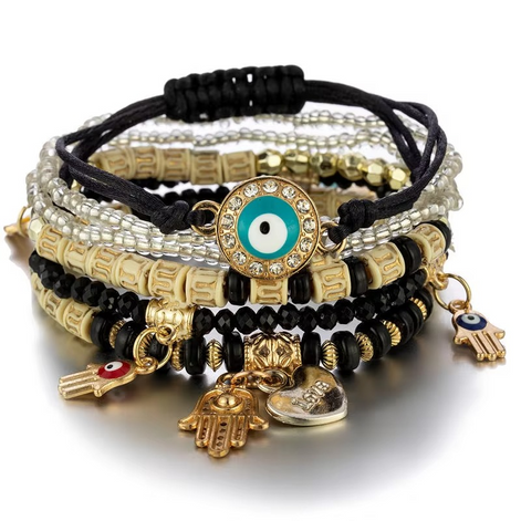 Lurevya Damen Armband Set mit Hamsa-Anhängern
