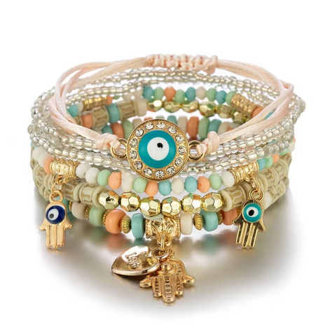 Lurevya Damen Armband Set mit Hamsa-Anhängern