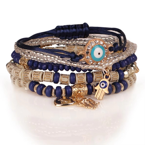 Lurevya Damen Armband Set mit Hamsa-Anhängern