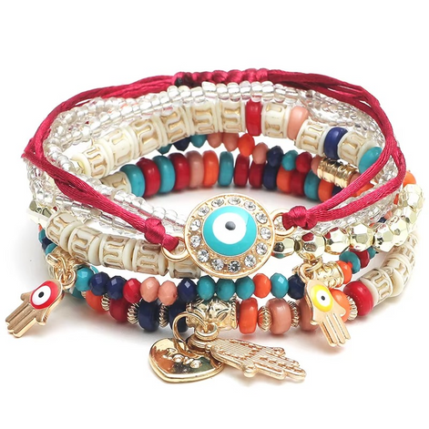 Lurevya Damen Armband Set mit Hamsa-Anhängern