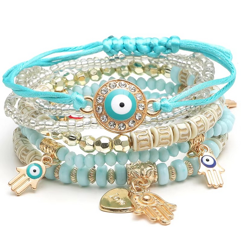 Lurevya Damen Armband Set mit Hamsa-Anhängern