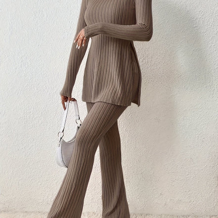 Elegantes Zweiteiler-Set – Rundhals-Oberteil und Hose