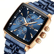 Ravaro Herrenuhr – Rechteckige Analoguhr mit Metallarmband