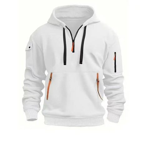 Zarello Hoodie mit halbem Reißverschluss und Taschen in lockerer Passform für Alltag und Freizeit