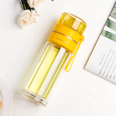 ThermoTea Glasflasche mit Edelstahl-Infuser