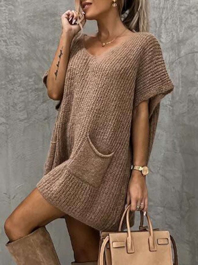 Virella Damenkleid mit V-Ausschnitt und Fronttaschen