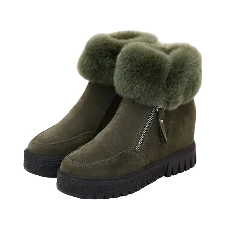 Damen Stiefeletten mit Keilabsatz und Reißverschluss – Velmira