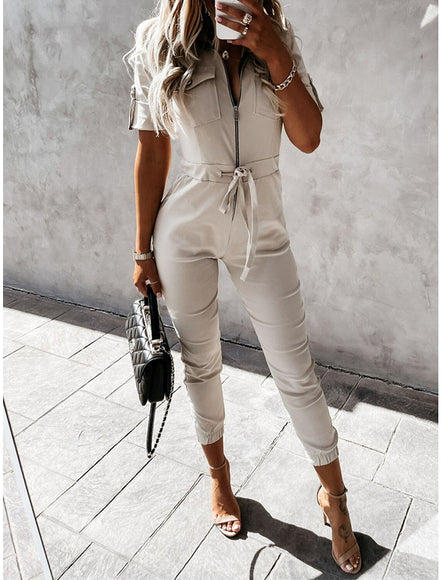 Carvona Overall – Damen Jumpsuit mit Gürtel, Cargo-Stil und verstellbarer Passform