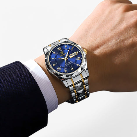 Herren Armbanduhr mit analoger Anzeige und rundem Zifferblatt