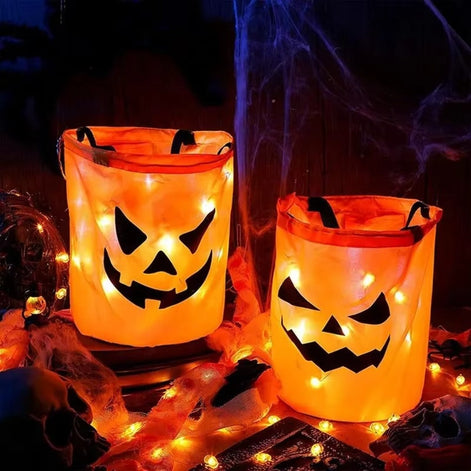 Halloween Kürbis-Süßigkeitenkorb mit LED-Beleuchtung – Luminox