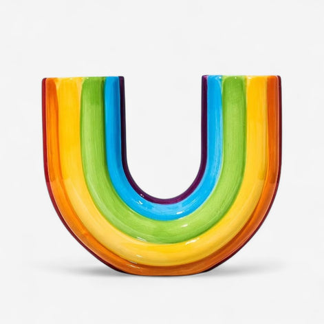 U-förmige Blumenvase aus Harz mit Farbverlauf