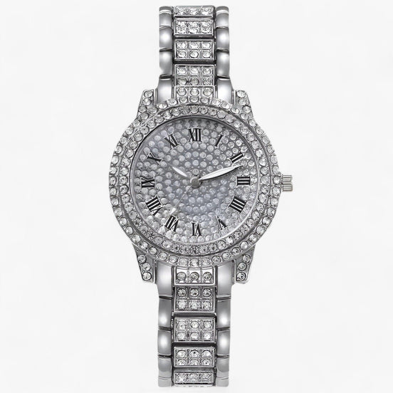 Zirvella Damen Armbanduhr mit Zirkonia-Besatz und Edelstahlarmband