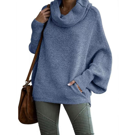 Lurexa Rollkragen Pullover mit Tasche und lockerer Passform für Alltag und Freizeit
