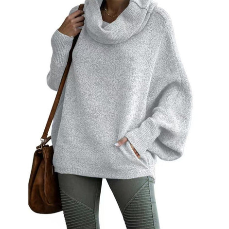 Lurexa Rollkragen Pullover mit Tasche und lockerer Passform für Alltag und Freizeit