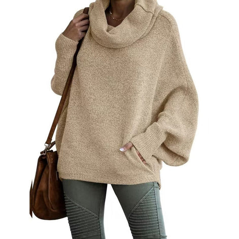 Lurexa Rollkragen Pullover mit Tasche und lockerer Passform für Alltag und Freizeit