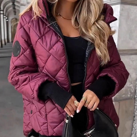 Damen Steppjacke mit Kapuze und Rautensteppung – Varellina
