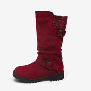Damen Winterstiefel mit Schnallen und Strickbund – Velmoria