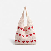 Herina Tote Tasche – Stofftasche mit gesticktem Herzmotiv und Tragegriffen