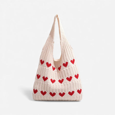 Herina Tote Tasche – Stofftasche mit gesticktem Herzmotiv und Tragegriffen