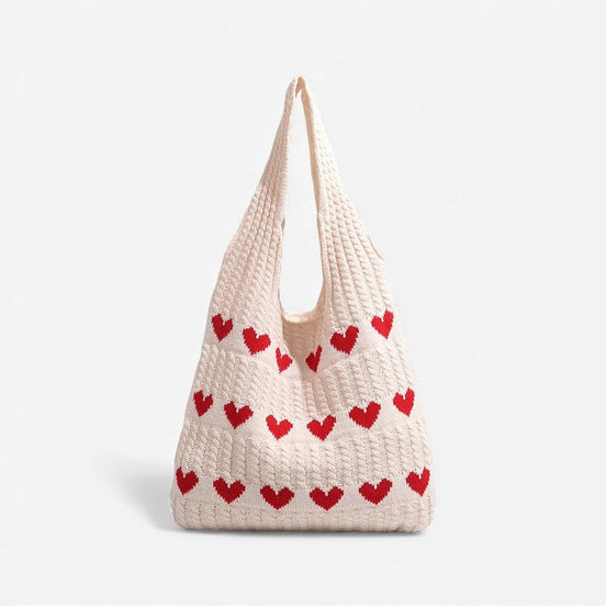 Herina Tote Tasche – Stofftasche mit gesticktem Herzmotiv und Tragegriffen