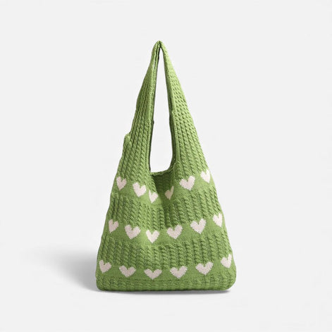 Herina Tote Tasche – Stofftasche mit gesticktem Herzmotiv und Tragegriffen