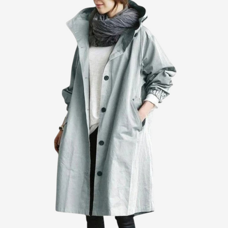 Damen Oversize Trenchcoat mit langen Ärmeln und Seitentaschen – Ardelisse