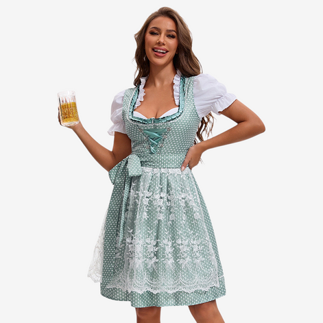 Damen Oktoberfest Dirndl mit Spitze und Rüschendetails – Marlene